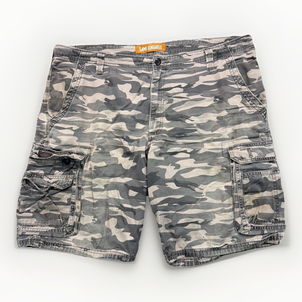 Lee Cargo Shorts Men's 40 Gray Woodland Camo Mid Rise Military Baggy Y2K 42x10